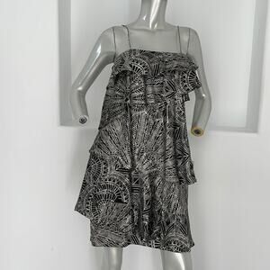 Julie Dillon Tiered Mini Dress Black White Size 6